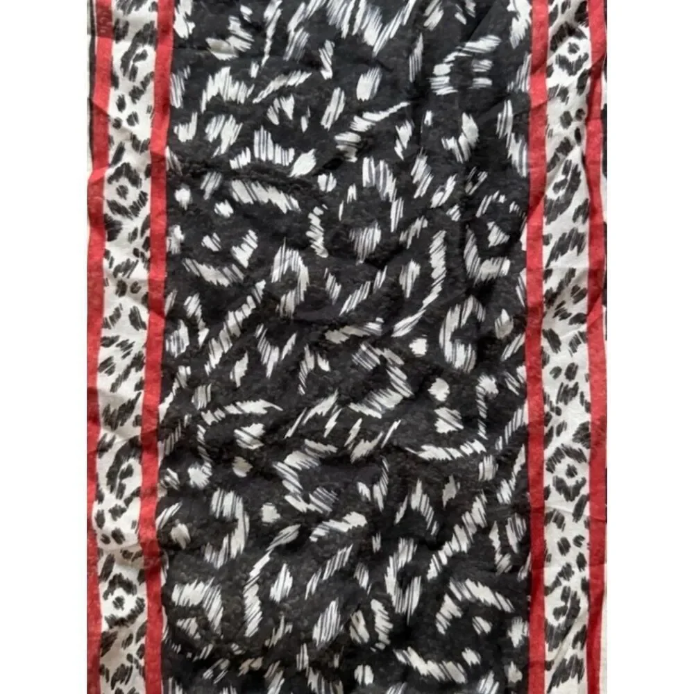 Cabi Fable 100% Silk Scarf Black and White Animal Print Scarf #4030 New